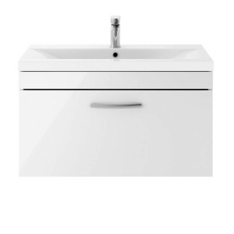 Nuie Athena White 800mm Wall Hung 1 Drawer Vanity Unit (ATH062A)