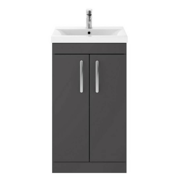 Nuie Athena Grey 500mm Floor Standing 2 Door Vanity Unit (ATH072A)
