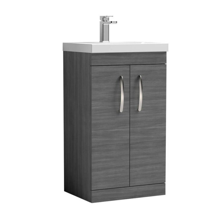 Nuie Athena Anthracite 500mm Floor Standing 2 Door Vanity Unit (ATH004A)
