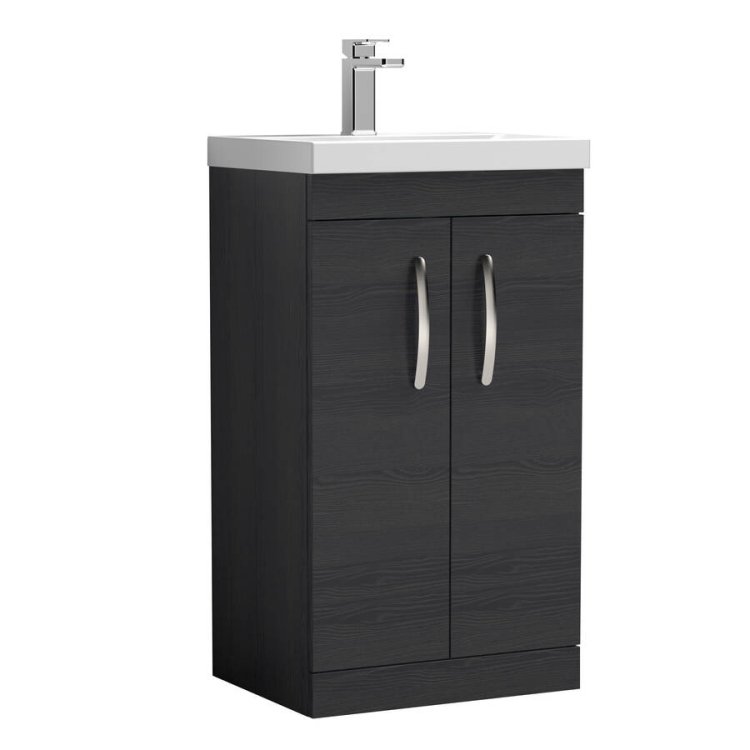 Nuie Athena Black 500mm Floor Standing 2 Door Vanity Unit (ATH005A)