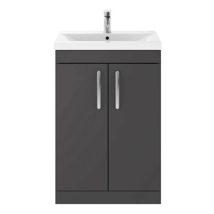 Nuie Athena Grey 600mm Floor Standing 2 Door Vanity Unit (ATH075A)