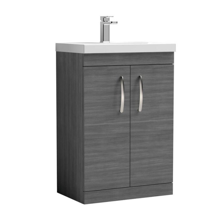 Nuie Athena Anthracite 600mm Floor Standing 2 Door Vanity Unit (ATH025A)
