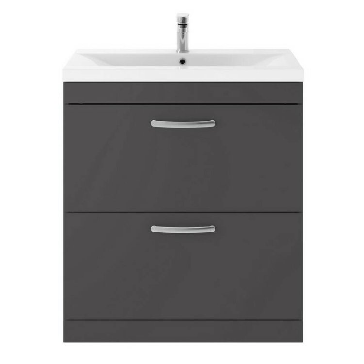 Nuie Athena Grey 800mm Floor Standing 2 Drawer Vanity Unit (ATH079A)