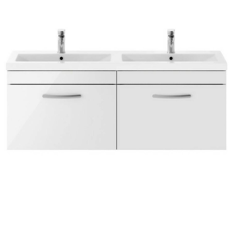 Nuie Athena White 1200mm Wall Hung 2 Drawer Vanity Unit (ATH041F)