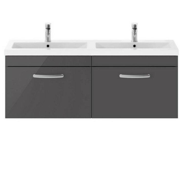 Nuie Athena Grey 1200mm Wall Hung 2 Drawer Vanity Unit (ATH077F)