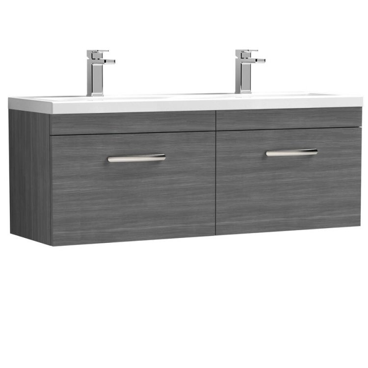 Nuie Athena Anthracite 1200mm Wall Hung 2 Drawer Vanity Unit (ATH039F)