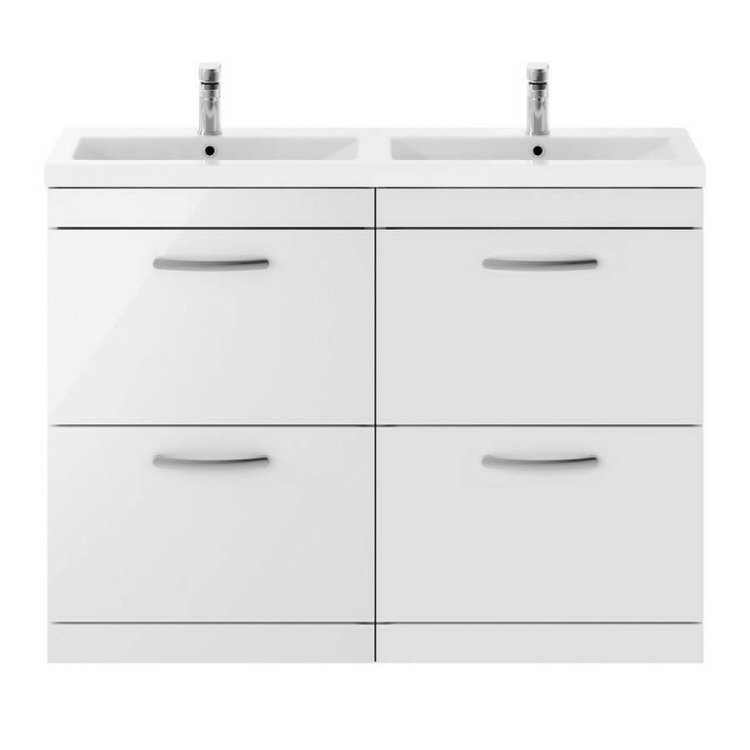 Nuie Athena White 1200mm Floor Standing 4 Drawer Vanity Unit (ATH034F)