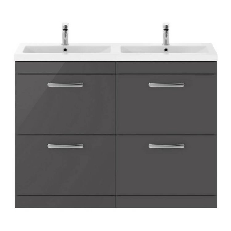 Nuie Athena Grey 1200mm Floor Standing 4 Drawer Vanity Unit (ATH076F)
