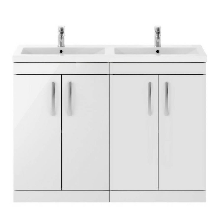 Nuie Athena White 1200mm Floor Standing 4 Door Vanity Unit (ATH027F)
