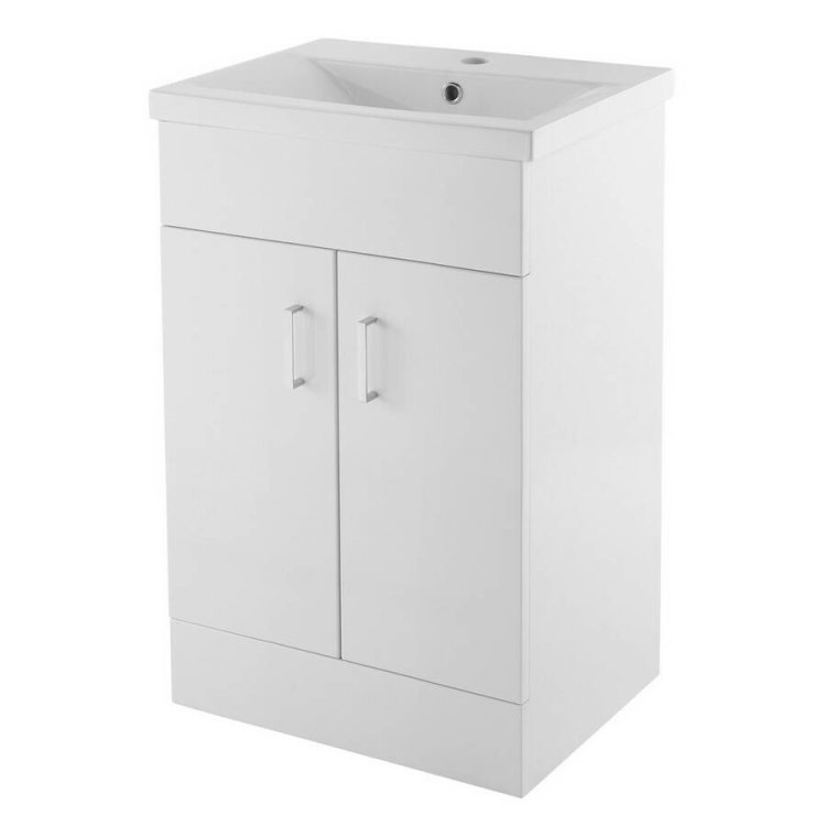 Nuie Eden White 500mm Floor Standing 2 Door Vanity Unit (VTMW500E)