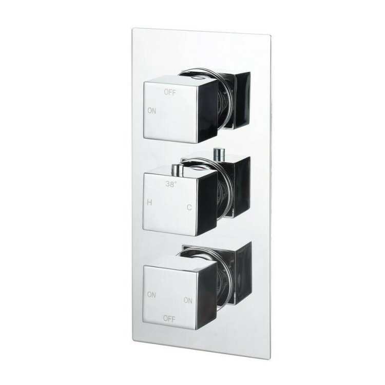 Ajax Hedon Chrome Round Thermostatic Three Outlet Triple Shower Valve