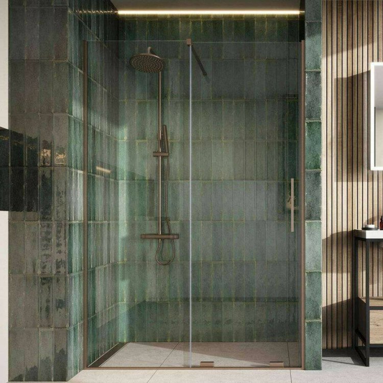 Scudo S8 Momentum 1100mm Sliding Wetroom Panel Brushed Bronze