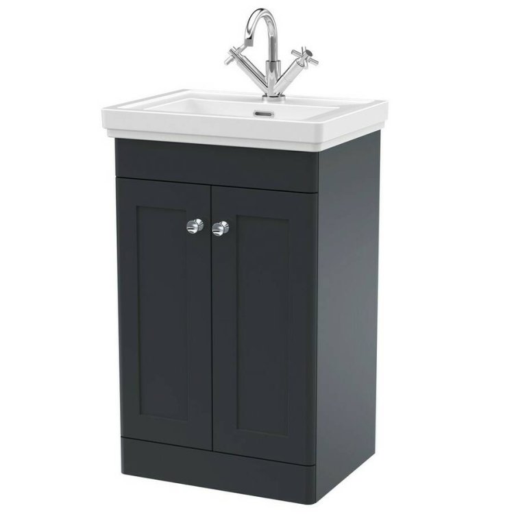 Nuie Classique Soft Black 500mm Floor Standing 2 Door Vanity Unit (CLC1423A)