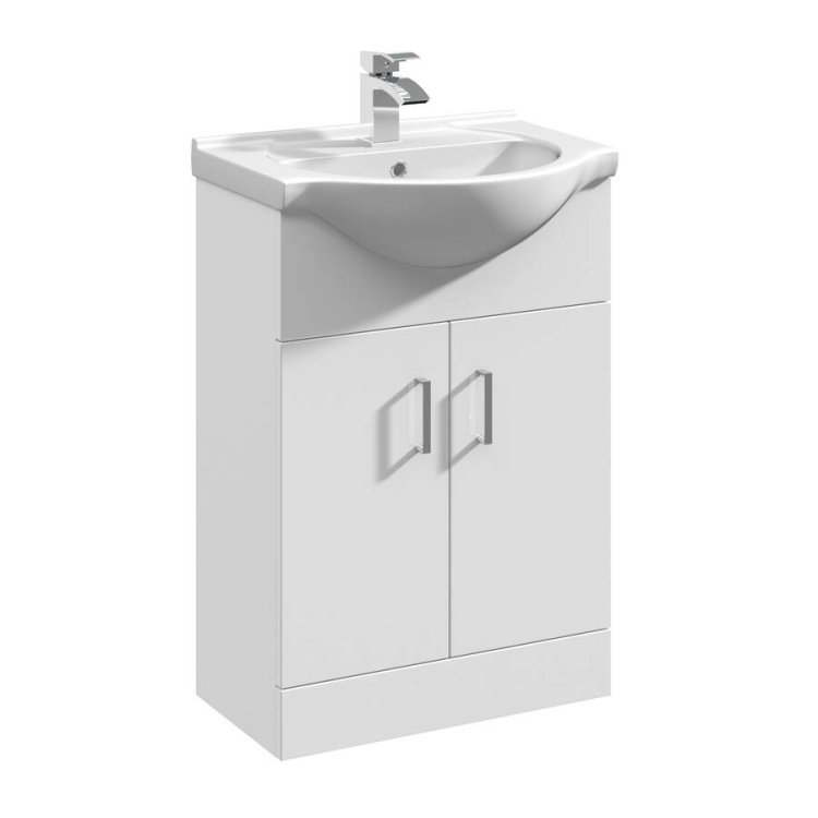 Nuie Mayford White 550mm Floor Standing 2 Door Vanity Unit (VTY550)