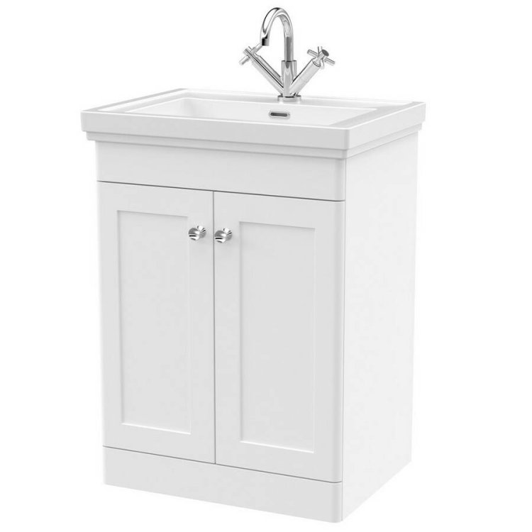 Nuie Classique White 600mm Floor Standing 2 Door Vanity Unit (CLC125A)