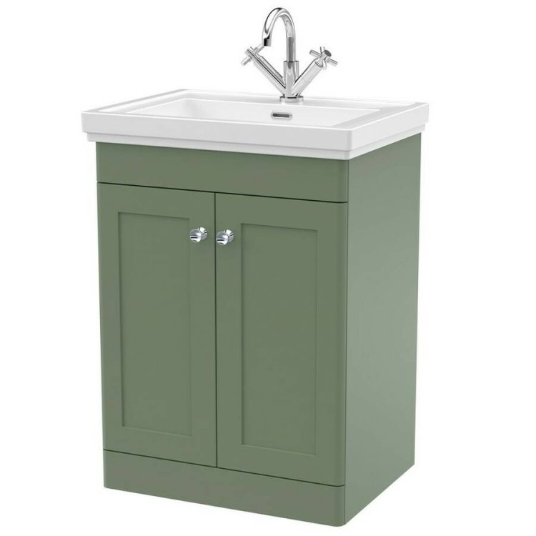 Nuie Classique Green 600mm Floor Standing 2 Door Vanity Unit (CLC825A)