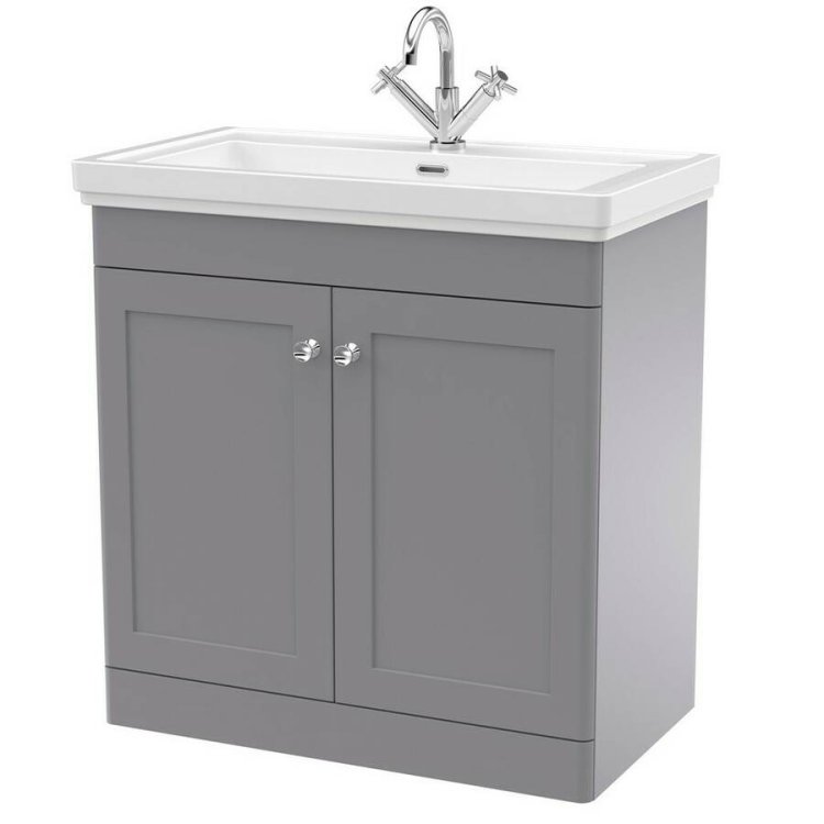 Nuie Classique Grey 800mm Floor Standing 2 Door Vanity Unit (CLC226A)