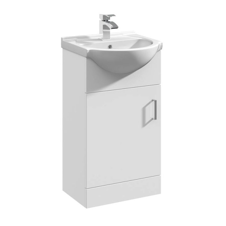 Nuie Mayford White 450mm Floor Standing 1 Door Vanity Unit (VTY450)
