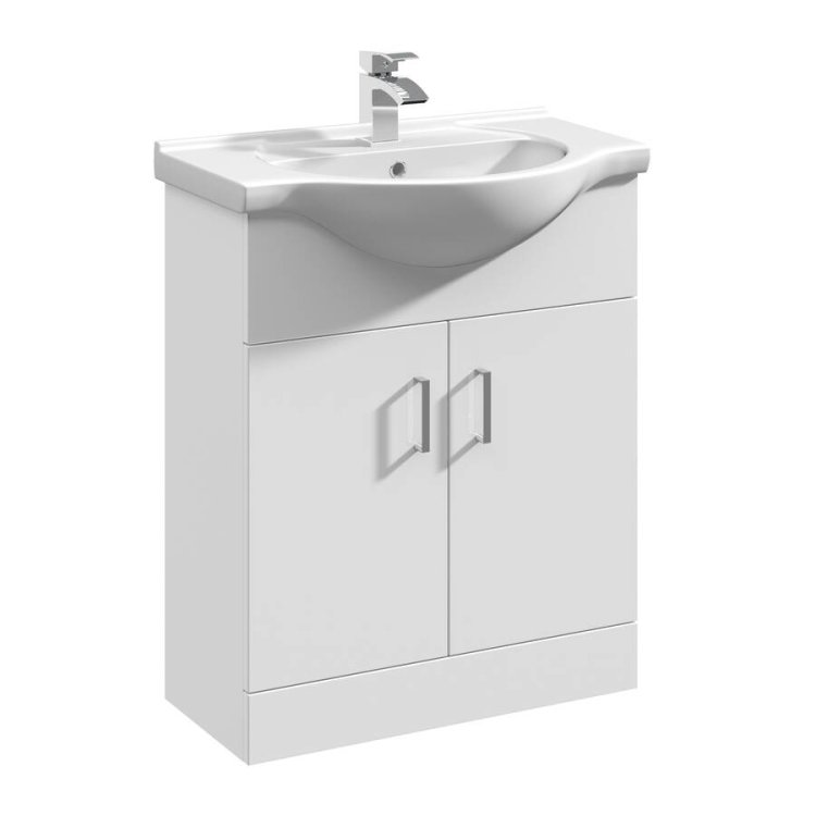 Nuie Mayford White 650mm Floor Standing 2 Door Vanity Unit (VTY650)