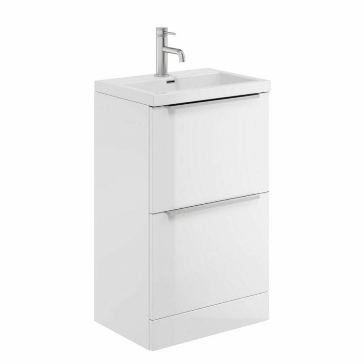 Scudo Muro Plus 500mm Gloss White Floorstanding Vanity Unit and Basin