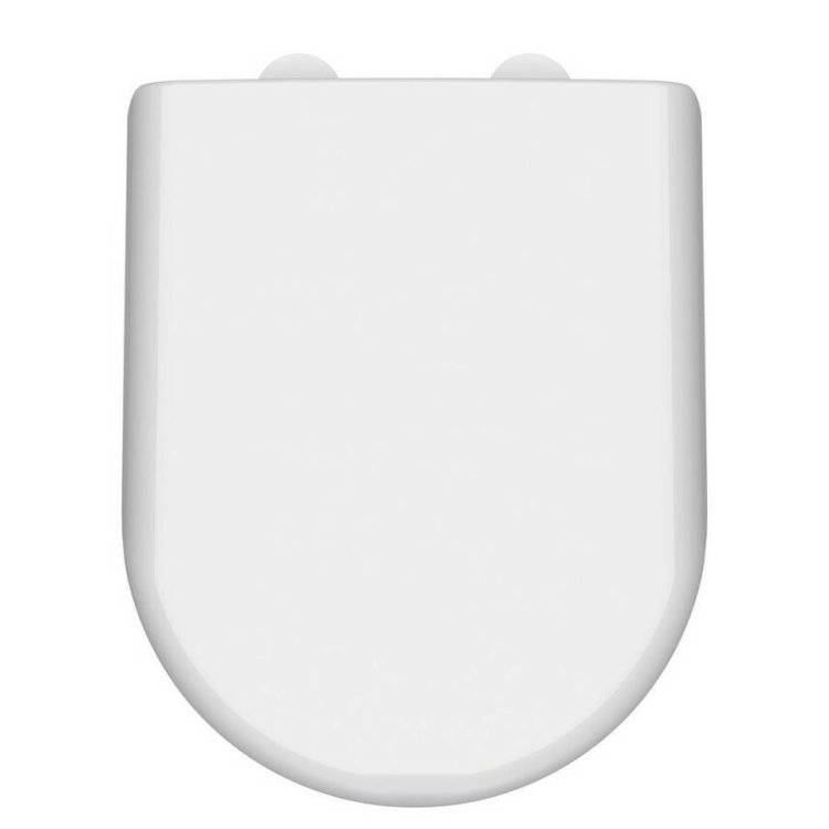 Nuie Luxury D Shaped Soft Close Toilet Seat with White Cover Caps