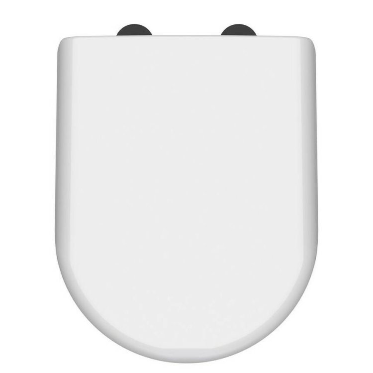 Nuie Luxury D Shaped Soft Close Toilet Seat with Black Cover Caps 