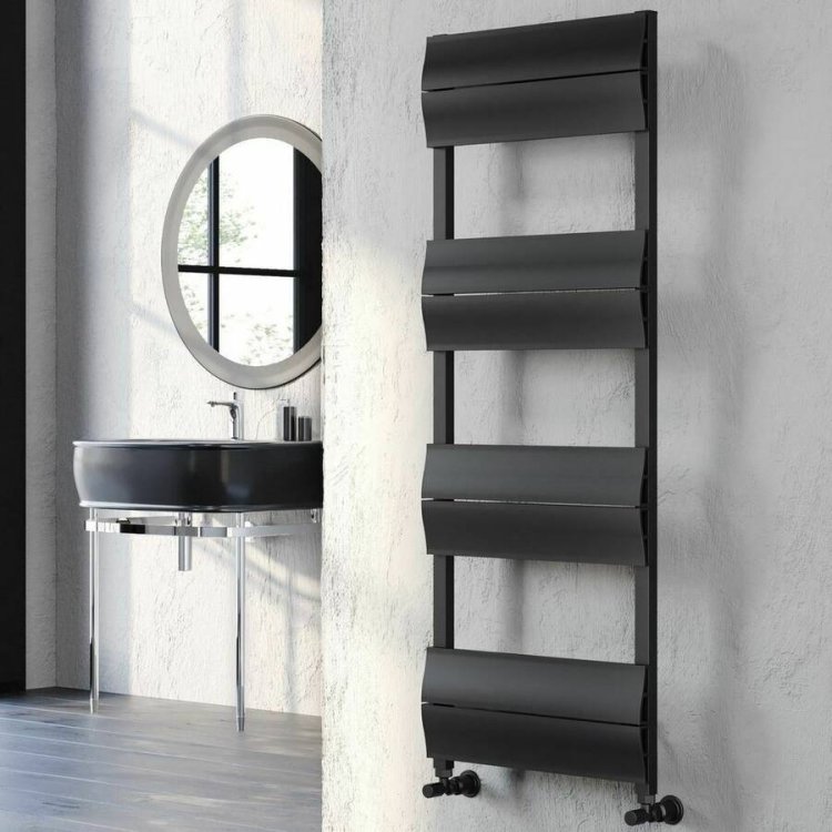 Kartell Abbotsford 1000 x 500mm Black Aluminium Heated Towel Rail