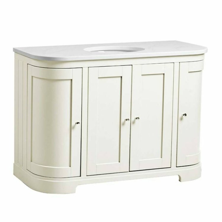  Tavistock Lansdown 1200mm Linen White Curved Underslung One Basin Vanity Unit