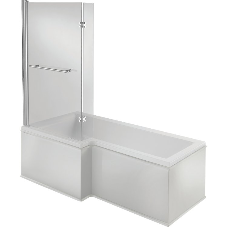 Ajax Armthorpe 1700 x 850mm LH L Shape Shower Bath with Chrome Screen