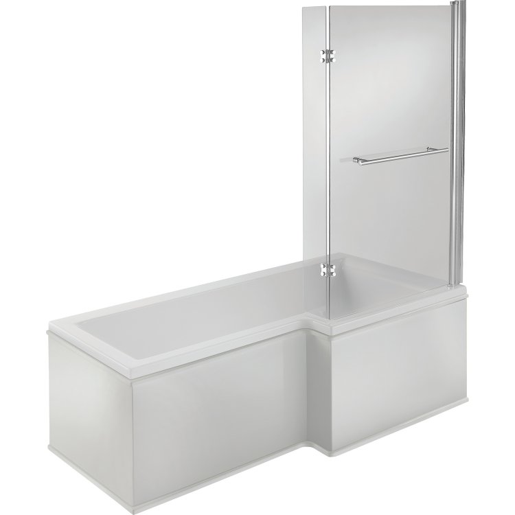 Ajax Armthorpe 1700 x 850mm RH L Shape Shower Bath with Chrome Screen