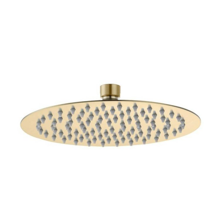 Ajax Thrunscoe Brushed Brass 250mm Round Stainless Steel Ultraslim Showerhead