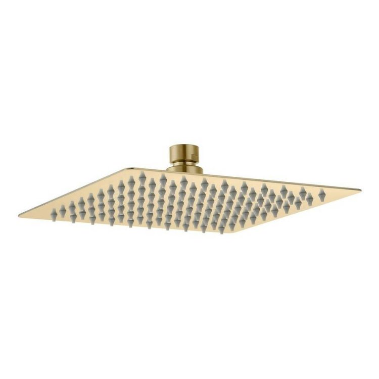 Ajax Hedon Brushed Brass 200mm Square Ultraslim Showerhead