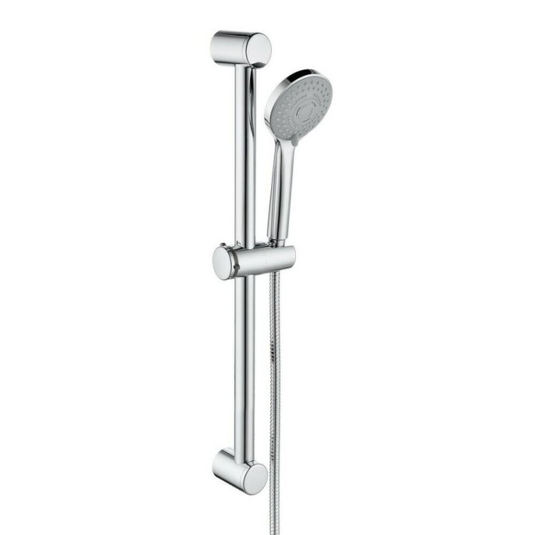 Ajax Chrome Round Slider Rail Kit and 3 Mode Shower Handset