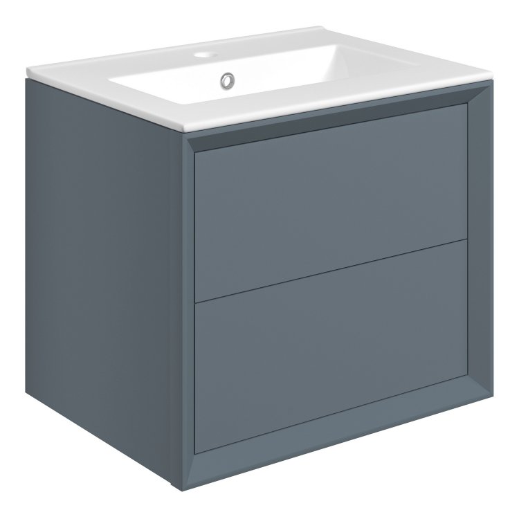 Ajax Yarborough 615mm Matt Storm Blue Wall Hung Vanity Unit One Tap Hole Basin