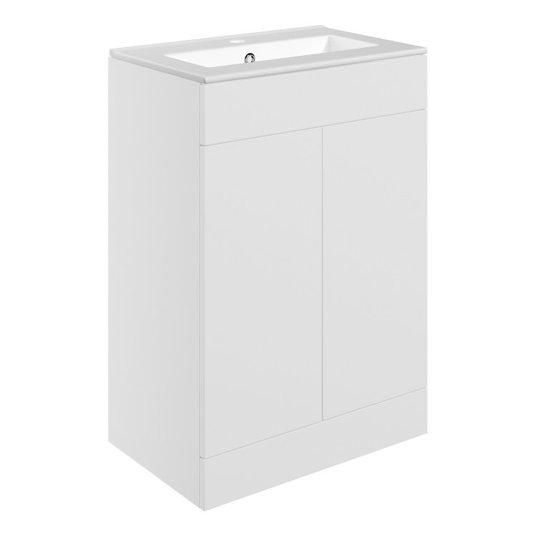 Ajax Somercotes 610mm Matt White Floor Standing Vanity Unit One Tap Hole Basin