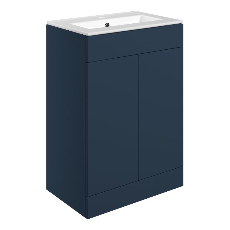 Ajax Somercotes 610mm Matt Deep Blue Floor Standing Vanity Unit One Tap Hole Basin
