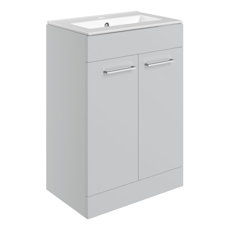 Ajax Walesby 610mm Grey Gloss Floor Standing Vanity Unit One Tap Hole Basin