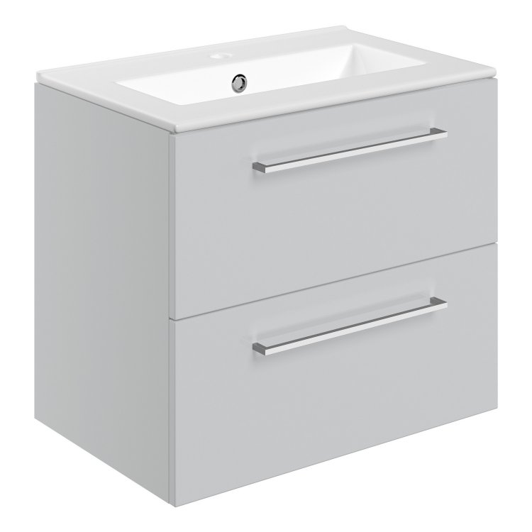 Ajax Walesby 610mm Grey Gloss Wall Hung Vanity Unit One Tap Hole Basin