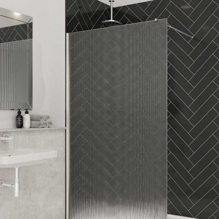 Merlyn 700mm Chrome 8mm Fluted Wetroom Panel 8WFL70