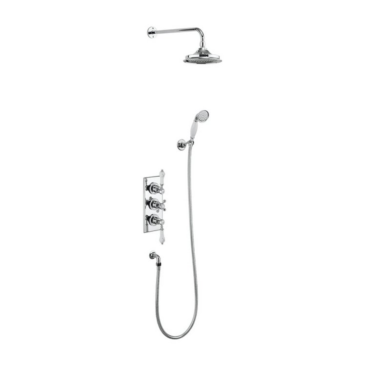 Burlington Trent Concealed Three Control Chrome Shower with Fixed Head and Handset Burlington Trent Concealed Three Control Chrome Shower with Fixed Head and Handset