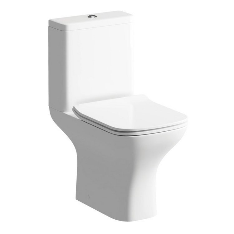 Ajax Binbrook Rimless Close Coupled Open Back WC and Soft Close Seat Slim Soft Close Seat