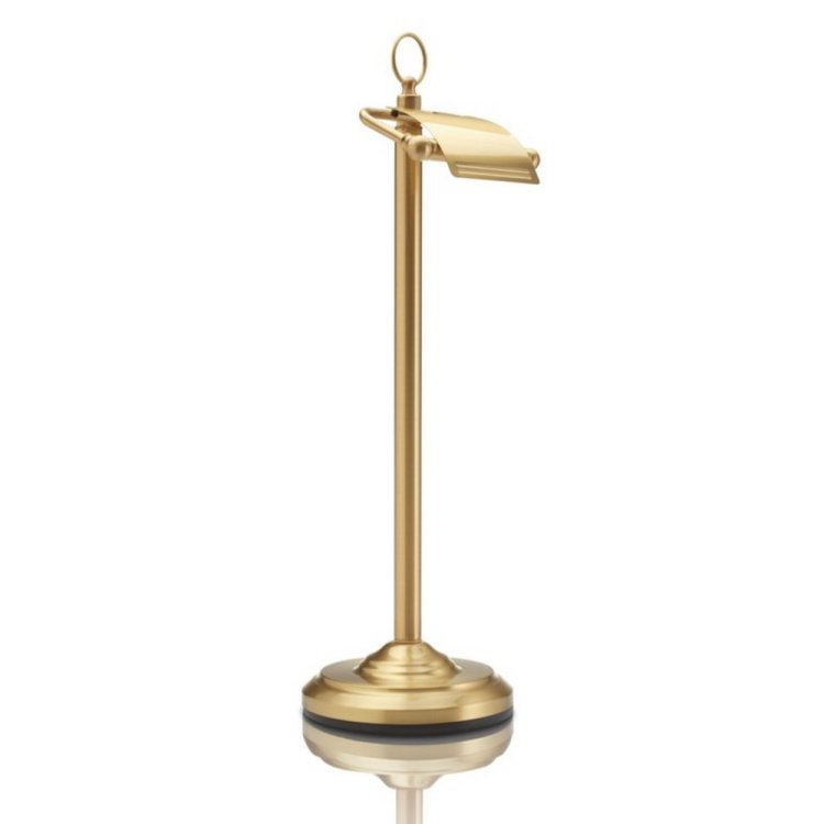 Miller Classic Brushed Brass Freestanding Toilet Roll Holder with Lid
