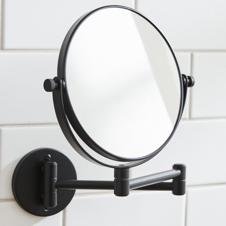 Miller Classic Matt Black Wall Mounted Extending Magnifying Mirror