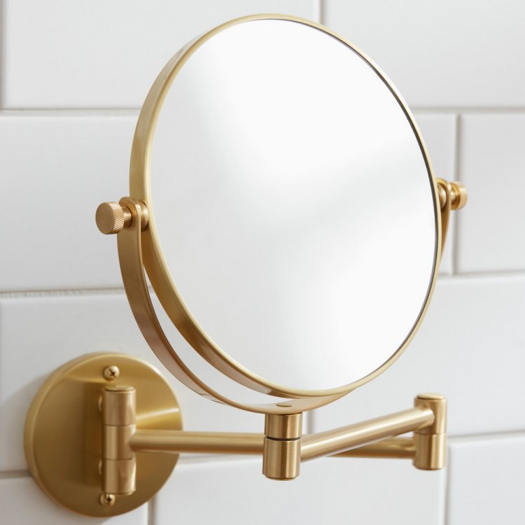 Miller Classic Brushed Brass Wall Mounted Extending Magnifying Mirror