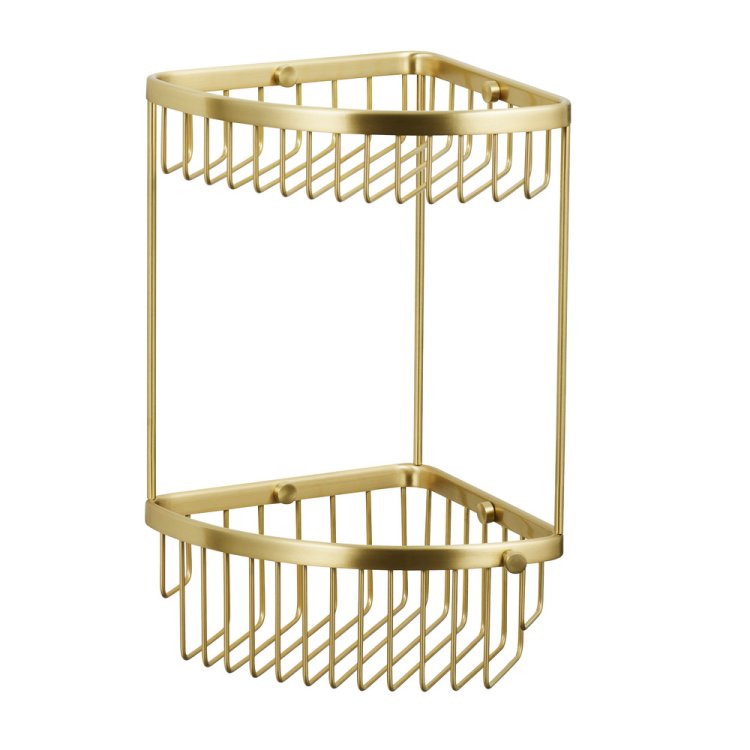 Miller Classic Brushed Brass 2 Tier Corner Basket