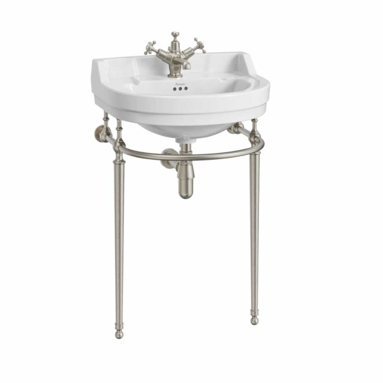 Burlington 560mm Brushed Nickel Round Basin Washstand
