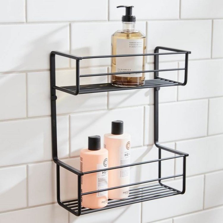 Miller Classic Matt Black Two Tier Shower Basket