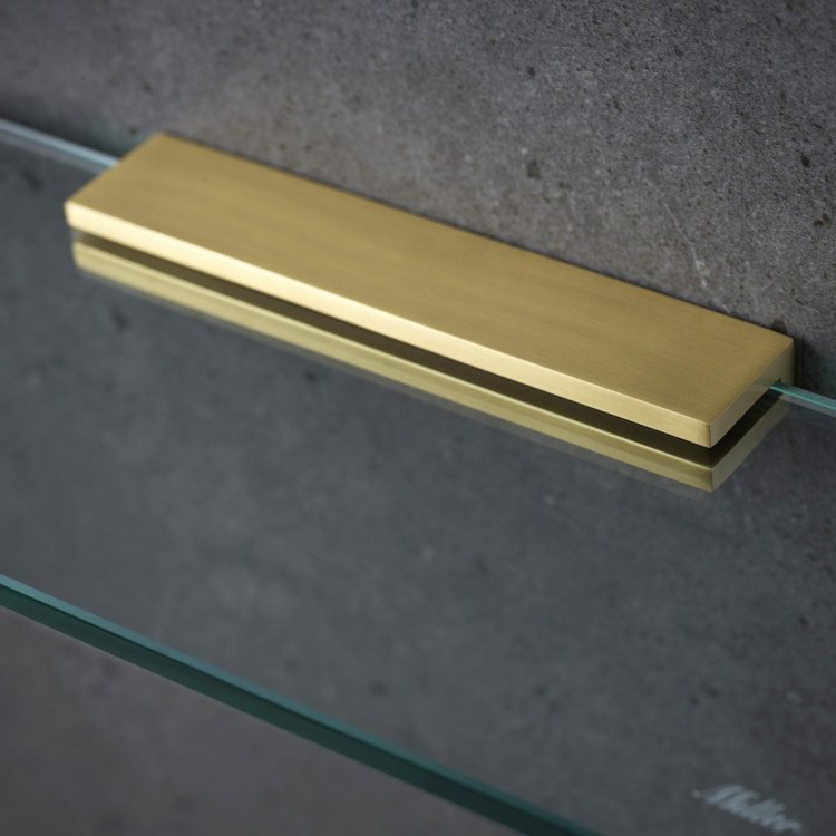 Miller Classic 600mm Glass Shelf with Brushed Brass Fixing Bracket