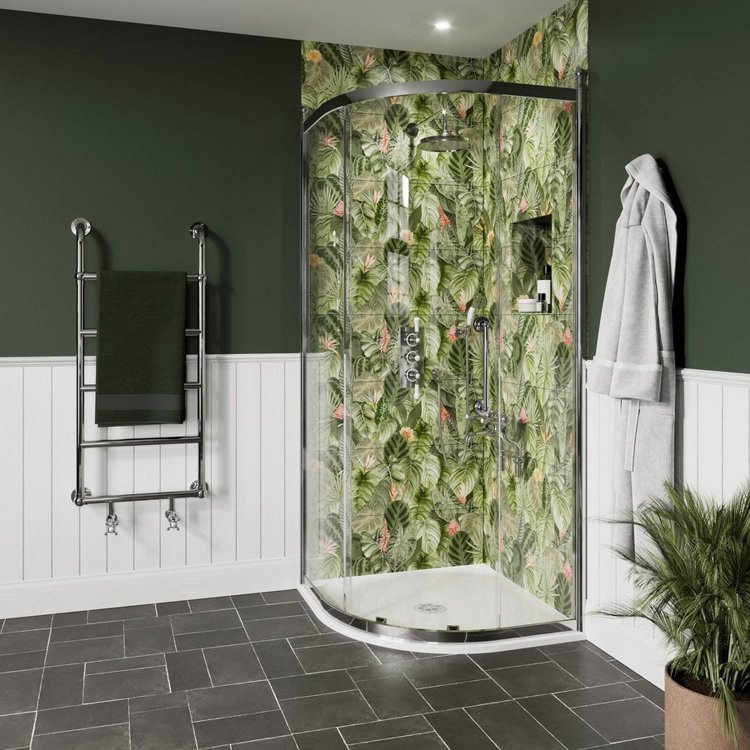 Burlington Classique Chrome 900mm Quadrant Shower Enclosure 1850 Handle and Finials