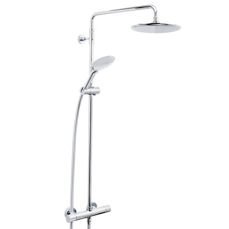 Bristan Carre Chrome Thermostatic Shower with Fixed and Adjustable Head